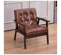 Leather Upholstered Accent Chair - Mid-century Wingback Armchair for Bedroom & Reception Room - Comfortable Reading Chair