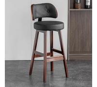 Leather Upholstered Barstools with Bent Wood Backrest, Solid Wood Legs, Mid Century Modern Design for Kitchen Counter