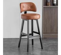 Leather Upholstered Barstools with Bent Wood Backrest, Solid Wood Legs, Mid Century Modern Design for Kitchen Counter