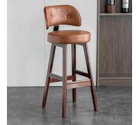 Leather Upholstered Barstools with Bent Wood Backrest, Solid Wood Legs, Mid Century Modern Design for Kitchen Counter