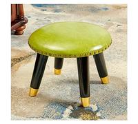 Leather Upholstered Small Footstool - Round Foot Rest & Shoe Changing Stool for Living Room Versatile Low Coffee Table & Footrest Stylish Decor Piece
