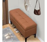 Leather Upholstered Storage Bench Entryway Ottoman with Cushion Versatile Small Furniture for Bedroom & Living Room Stylish & Functional Seating Solution