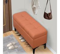 Leather Upholstered Storage Bench Entryway Ottoman with Cushion Versatile Small Furniture for Bedroom and Living Room Stylish Home Décor and nization Solution