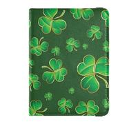 Leather Vaccine Card Passport Case for Girls Boys Women and Men,Travel Gift Texture Shamrocks St. Patrick's Day Clover Lucky Green, Multicolor, One Size, Casual