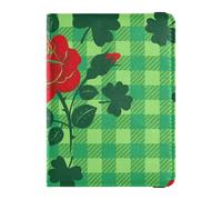 Leather Vaccine Card Passport Case for Girls Boys Women and Men,Travel Gift Wild Irish Rose St. Patrick's Day Clover Lucky Green, Multicolor, One Size, Casual