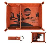 Leather Valet Tray for Dad, Bedside Key Wallet Tray Best Dad Valet Tray Gifts from Daughter Son Birthday Gifts for Men Desktop Storage Organizer for Keys & Coins & Catchall
