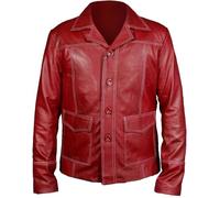 Leather Verse Jacket Mens Fight Club Jacket Tyler Durden Motorcycle Brad Biker Red Faux Leather Car Coat