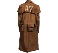Leather Verse Mens Vegas A7 Brown Veteran Ranger Classic Armor Coat - Cosplay Faux Leather A7 Trench Coat