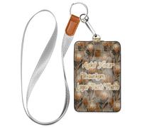 Leather Vertical Badge Holder Flower Africa King Protea Fern Tan