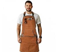 LEATHER VILLAGE Apron for Carpenter, Welder, Woodworker with 6 Tool Pockets | Unisex Heavy Duty, Flame Resistant, Waterproof Fully Adjustable for Painters, Blacksmiths, Carpenters - (M-XXL)