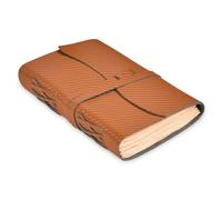 LEATHER VILLAGE Carbon Fiber Leather Bound Journal - 7'' x 5'', 220 Pages - Vintage Blank Paper Diary for Writing, Drawing, Sketchbook, and Travel Notebook - Ideal for Women and Men- Tan
