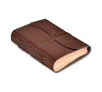 LEATHER VILLAGE Carbon Fiber Leather Bound Journal - 7'' x 5'', 220 Pages - Vintage Blank Paper Diary for Writing, Drawing, Sketchbook, and Travel Notebook - Ideal for Women and Men- Brown