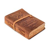 LEATHER VILLAGE Christian Notebook, Natural Tan 7x5 | Genuine buff leather, 200 blank deckle edge pages, wrap strap closure; bible journaling for daily devotionals