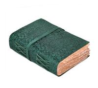 LEATHER VILLAGE Decorative Leather Notebook Floral Embossed, Turquoise 10x7 | Genuine buff leather, 200 blank deckle edge pages, embossed floral face; fancy journal for women for wedding planning