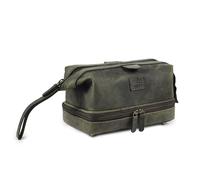 LEATHER VILLAGE Genuine Leather Dopp Kit - Large Travel Toiletry Bag with Waterproof Lining, Dual-Zip Design for Men & Women, Organizer for Shaving, Makeup & Essentials - Cherry