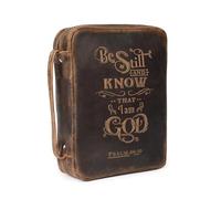 LEATHER VILLAGE Handmade Vintage Leather Embossed Bible Cover for Men & Women - Large Protective Bible Case & Organizer for Church, Travel & Study Christian Religious Antique Bookmark - Brown