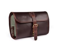 LEATHER VILLAGE Hanging Toiletry Bag for Men & Women, Handcrafted Vintage Cosmetic & Shaving Organizer Travel Dopp Kit- Cherry
