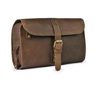 LEATHER VILLAGE Hanging Toiletry Bag for Men & Women, Handcrafted Vintage Cosmetic & Shaving Organizer Travel Dopp Kit- Brown