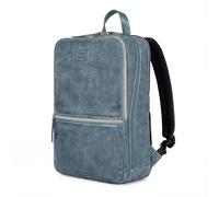 LEATHER VILLAGE Leather Backpack for Men | Slim Professional Business Bag Fits 15.6” Work & Travel Daypack with Trolley Strap, Teal Blue, 16.1'' x 10.5'' x 5.5'', Daypack Backpacks