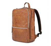 LEATHER VILLAGE Leather Backpack for Men | Slim Professional Business Bag Fits 15.6” Work & Travel Daypack with Trolley Strap, Sun Tan, 16.1'' x 10.5'' x 5.5'', Daypack Backpacks