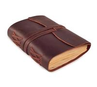 LEATHER VILLAGE Leather Bound Journal - Fuchsia, 11.5"X8.5", 220 Pages - Vintage Blank Paper Diary for Writing, Drawing, Sketchbook, and Travel Notebook - Ideal for Women and Men