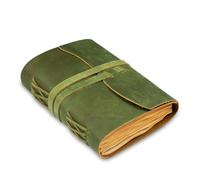 LEATHER VILLAGE Leather Bound Journal - Green, 7"X5", 220 Pages - Vintage Blank Paper Diary for Writing, Drawing, Sketchbook, and Travel Notebook - Ideal for Women and Men