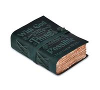 LEATHER VILLAGE Leather Bound Vintage Bible Journal - 200 Pages Handmade Christian Embossed Prayer Journal for Men & Women - 200 GSM Deckle Edge Watercolor Paper - 7x5 Inch - Turquoise
