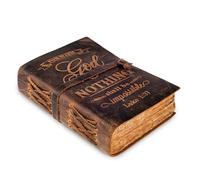 LEATHER VILLAGE Leather Bound Vintage Bible Journal - Handmade Antique Christian Prayer Embossed Journal for Women & Men - 200 Pages Deckle Edge Watercolor Paper- 13''X8''- Brown