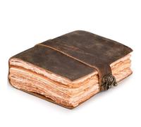 LEATHER VILLAGE Leather Bound Vintage Journal for Women & Men - Book of Shadows - Lock Closure - 200 Pages of Antique Deckle Edges Handmade Paper - Rustic Brown Color - 13 X 8 (A4) inches