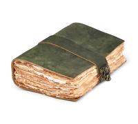 LEATHER VILLAGE Leather Bound Vintage Journal for Women & Men - Book of Shadows - Lock Closure - 200 Pages of Antique Deckle Edges Handmade Watercolor Paper - Green - 7X5 inches
