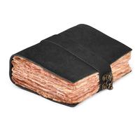 LEATHER VILLAGE Leather Bound Vintage Journal for Women & Men - Book of Shadows - Lock Closure - 200 Pages of Antique Deckle Edges Handmade Paper - Rustic Black Color - 7 X 5 inches
