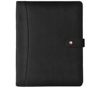 Leather Village Leather Portfolio Organizer - Professional Business Padfolio for Men & Women - Stylish Document Card Holder, Resume Folder, Folio for A4/Letter Size Writing Legal Pad, Black
