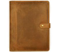 Leather Village Leather Portfolio Organizer - Professional Business Padfolio for Men & Women - Stylish Document Card Holder, Resume Folder, Folio for A4/Letter Size Writing Legal Pad, Tan Brown