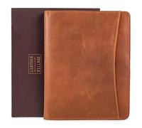 Leather Village Leather Portfolio Organizer - Professional Business Padfolio for Men & Women - Stylish Document Card Holder, Folio for A4/Letter Size Writing Legal Pad, Tan
