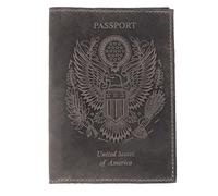 LEATHER VILLAGE Passport Cover -1, Grey, 5.5''X4'', Vintage