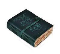 LEATHER VILLAGE Prayer Journal Psalm 46:10 Embossed Journal - 8x6 Inch Leather Bound Bible Study Journal - 200 Pages Handmade Cotton Deckle Edge Paper - Turquoise
