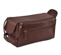 LEATHER VILLAGE Premium Carbon Fiber Leather Travel Toiletry Bag - Large Compact Dopp Kit, Water-Resistance Shaving & Cosmetic Organizer for Men & Women - Brown