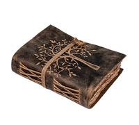 LEATHER VILLAGE Tree of Life Journal - 13 X 8 inches - Rustic Brown - 200 Antique Deckle Edge Handmade Paper - Book of Shadows - Vintage Leather Bound Journal for Women & Men