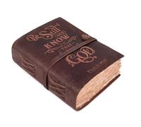 LEATHER VILLAGE Vintage Leather Journal with Psalm 46:10 Bible Verse-8''x6'' Embossed Prayer Journal for Women & Men - 200 Pages Handmade Cotton Deckle Edge Watercolor Paper - Fuchsia
