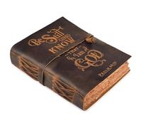 LEATHER VILLAGE Vintage Leather Journal with Psalm 46:10 Bible Verse-8''x6'' Embossed Prayer Study Journal for Women & Men - 200 Pages Handmade Cotton Deckle Edge Watercolor Paper - Brown