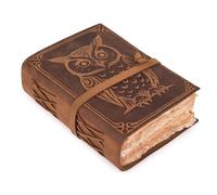LEATHER VILLAGE Witchy Journal Owl Embossed, Natural Tan 7x5.