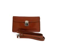 Leather Village Women's Small classic real leather clutch shoulder bag locked clasp in Brown Leather Village Brown One Size