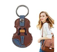 Leather Violin Keyring Multipurpose Set for Making Violin Keyrings Handmade Bag Charm Genuine Leather Decorative Pendant for Purse, dark brown, Siehe Beschreibung