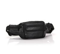Leather Waist Pack Crossbody Bumbag for Men, Adjustable Fit | Black Leather Finish, Hands Free Carry for Keys and Sunscreen, Commuting or Amusement Park Use