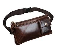 Leather Waist Pack Fanny Bag for Men Women Outdoor Travel Hiking Running Hip Slim Bum Belt Pack Purse Wallet Cell Phone Shoulder Pouch Coffee