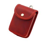 Leather Waist Pouch for Belt Durable Playing Card Case Portable Snap Button Waist Hanging Large Capacity Multifunctional Waist Wallet with Clasp for Coin Cards Keys Small Tools, Wine Red, One size
