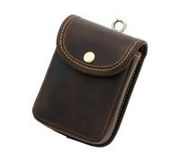Leather Waist Pouch for Belt Durable Playing Card Case Portable Snap Button Waist Hanging Large Capacity Multifunctional Waist Wallet with Clasp for Coin Cards Keys Small Tools, Coffee, One size
