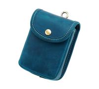 Leather Waist Pouch for Belt Durable Playing Card Case Portable Snap Button Waist Hanging Large Capacity Multifunctional Waist Wallet with Clasp for Coin Cards Keys Small Tools, Blue, One size