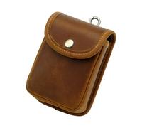 Leather Waist Pouch for Belt Durable Playing Card Case Portable Snap Button Waist Hanging Large Capacity Multifunctional Waist Wallet with Clasp for Coin Cards Keys Small Tools, Brown, One size