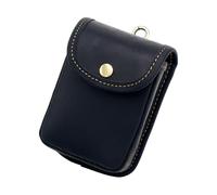 Leather Waist Pouch for Belt Durable Playing Card Case Portable Snap Button Waist Hanging Large Capacity Multifunctional Waist Wallet with Clasp for Coin Cards Keys Small Tools, Black, One size